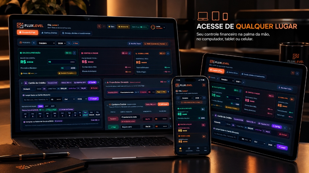 FluxLevel — O Controle Definitivo do Seu Dinheiro
